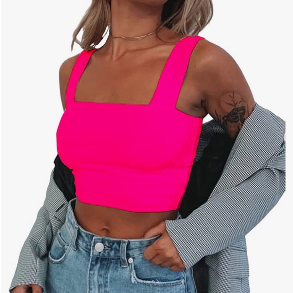 neon pink crop top size M Brand New!